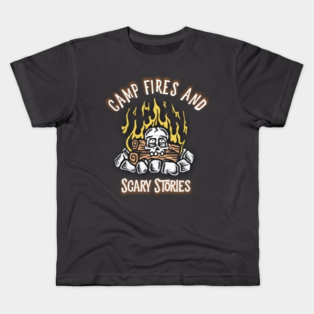 Camp fires and scary stories Kids T-Shirt by Spearhead Ink